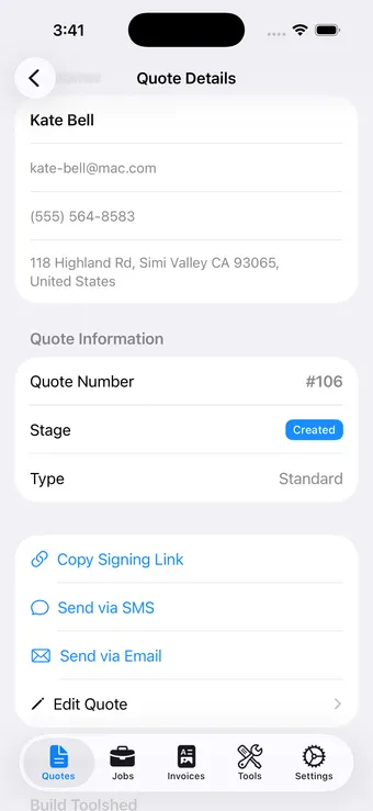 Send quotes for digital signing